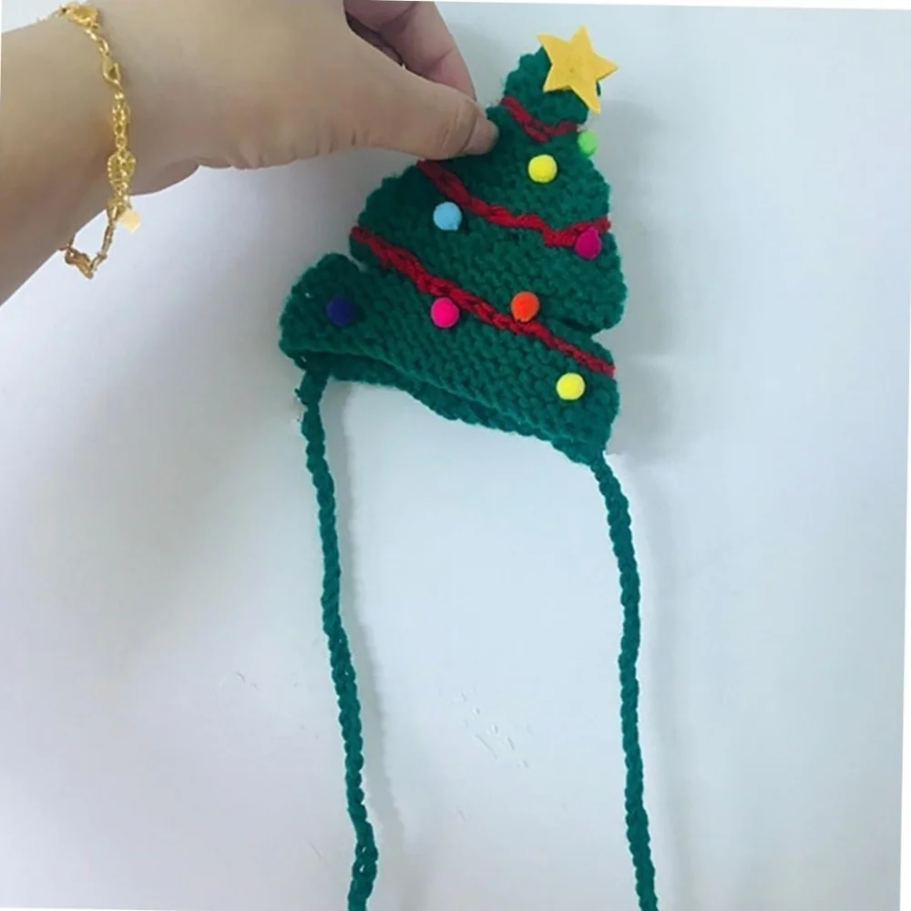 Hand Crafted crochet hat Christmas tree pet hat green & multicolored pump pumps